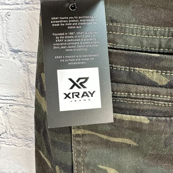 XRAY Men's Classic Moto Biker Stretch Jeans, Size W36 x L32, Olive Camo Color - Picture 11 of 16
